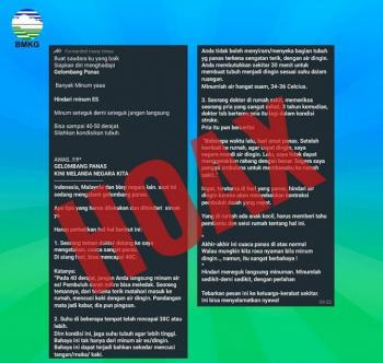 HOAX! Gelombang Panas Sedang Terjadi Di Indonesia, Bmkg Meminta Masyarakat Tidak Panik Dan Tetap Waspada! 